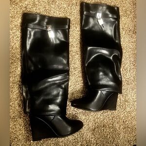 Sleek Black Wedge Boots